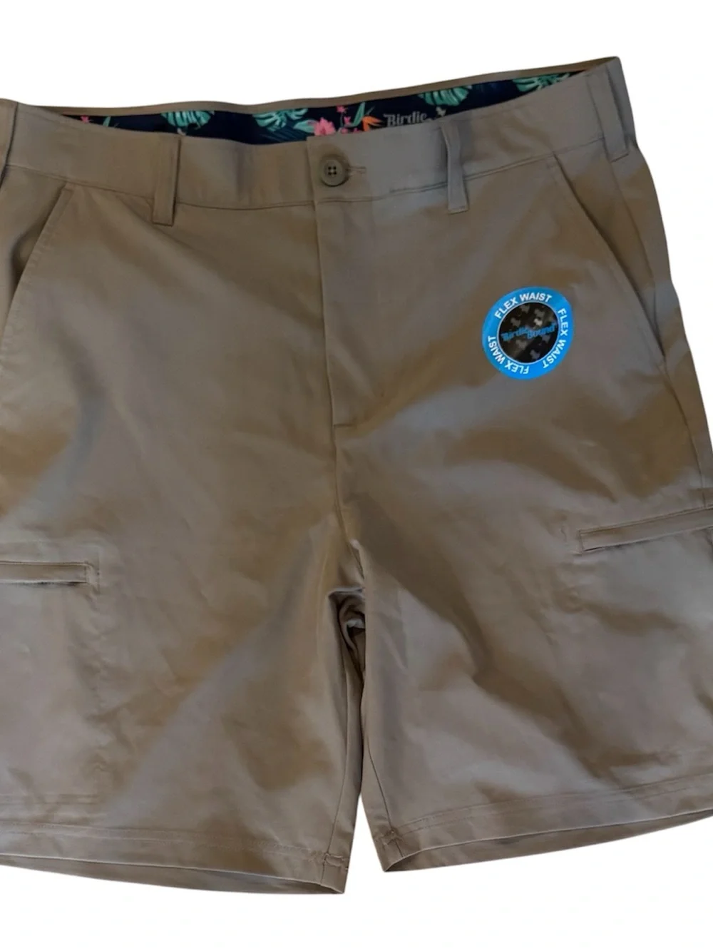 Birdie Bound Men’s Khaki Hybrid Performance Shorts NWT